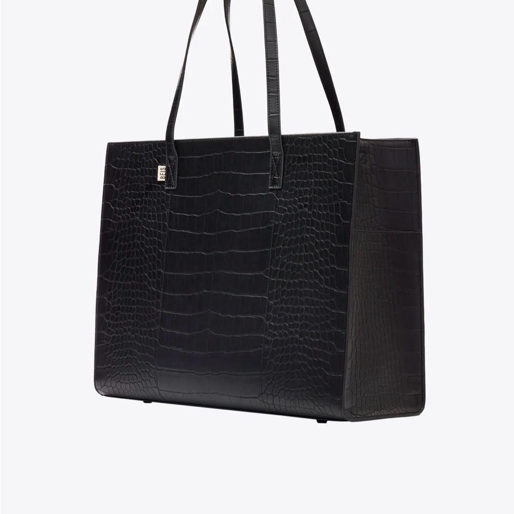 BEIS Large Work Tote Black Croc